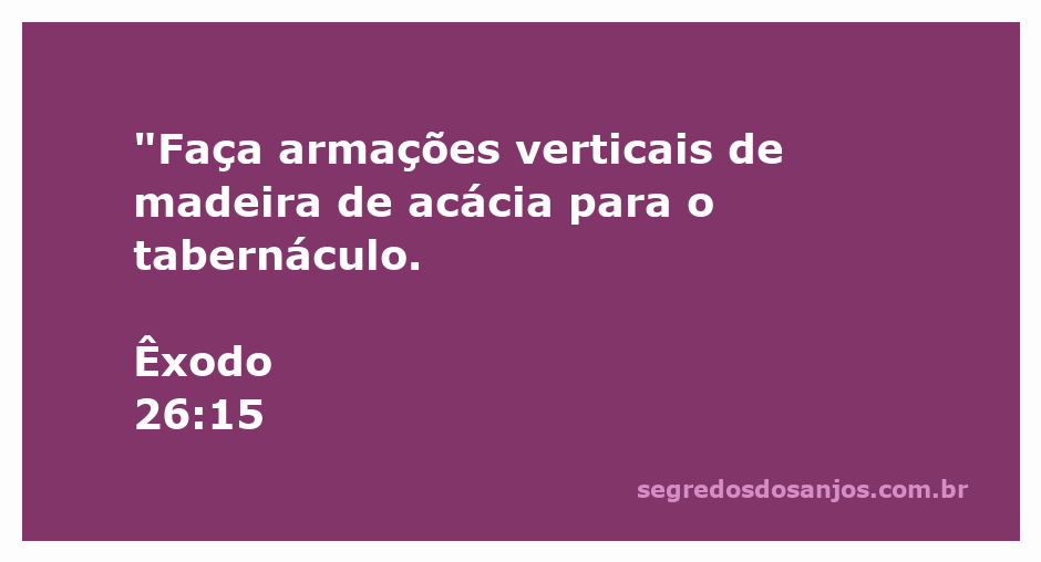 Armações verticais de madeira de acácia para o tabernáculo conforme descrito em Êxodo 26:15.