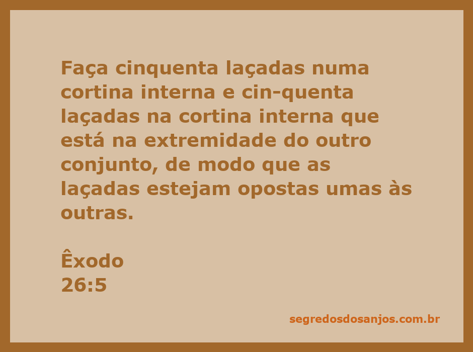 Cortina interna com laçadas em destaque, representando Êxodo 26:5.