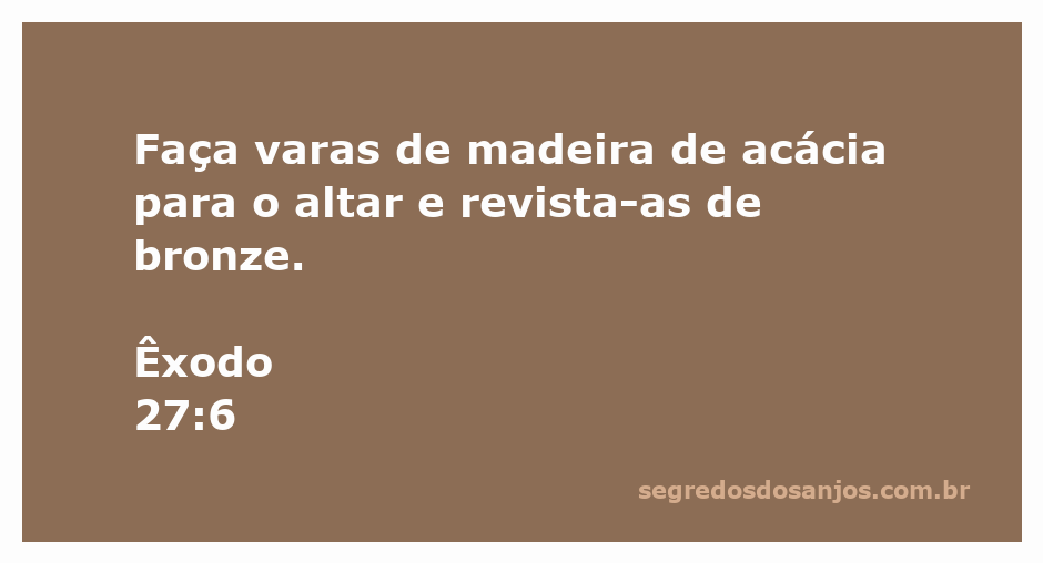 Altar feito de madeira de acácia revestido de bronze, simbolizando sacrifícios no Antigo Testamento.