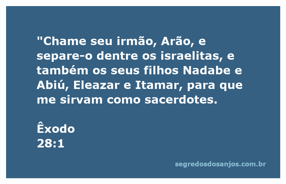 Representação de Arão e seus filhos como sacerdotes, conforme Êxodo 28:1.