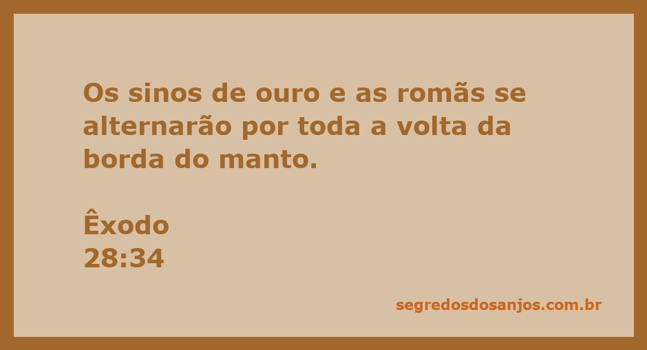 Manto sacerdotal com sinos de ouro e romãs decorativas, representando Êxodo 28:34.