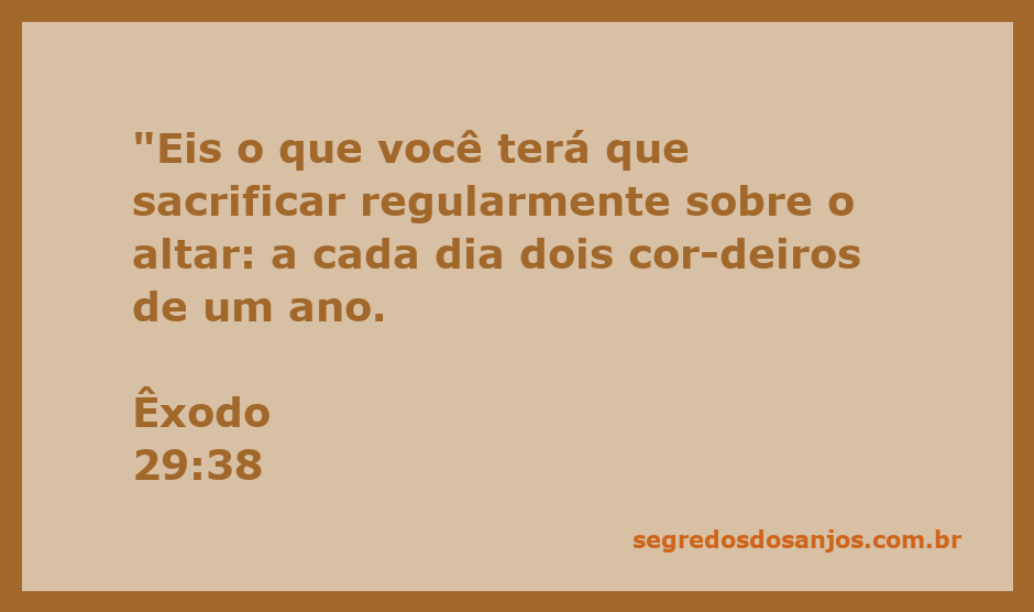 Sacrifício diário de dois cordeiros sobre o altar conforme Êxodo 29:38
