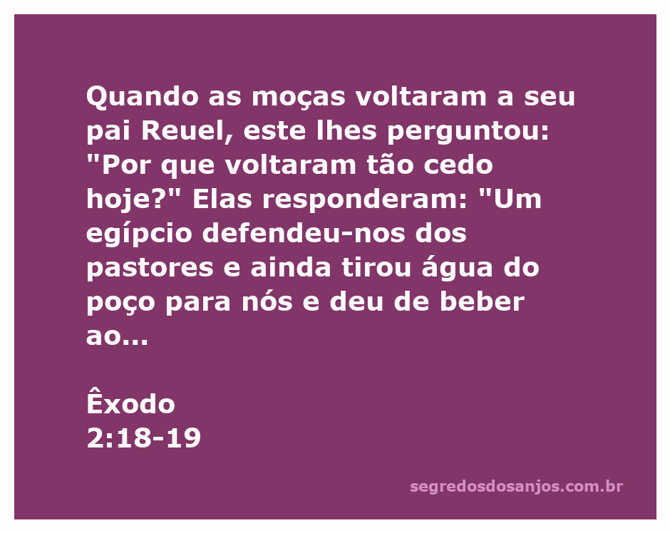 Moças de Midiã contando a Reuel sobre um egípcio que as ajudou