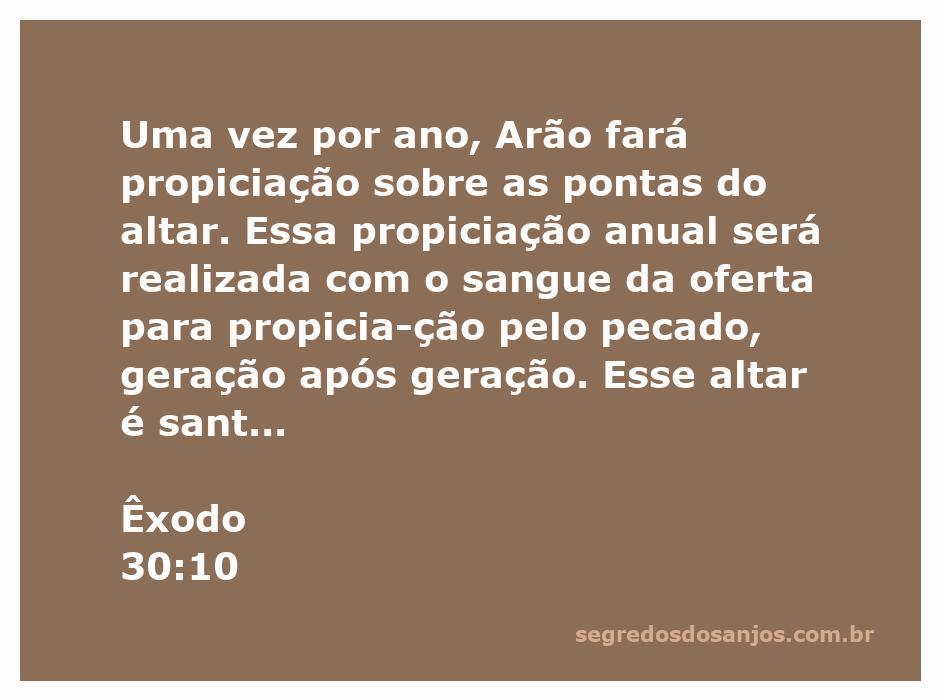 Representação do altar sagrado onde Arão faz a propiciação anual com o sangue da oferta pelo pecado, conforme Êxodo 30:10.
