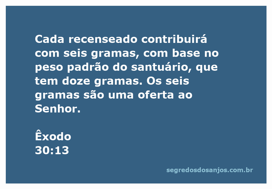 Oferta de seis gramas conforme Êxodo 30:13, representando a contribuição para o santuário.