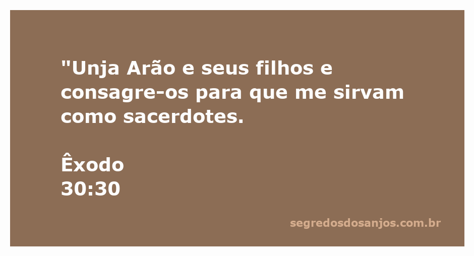 Unção de Arão e seus filhos como sacerdotes conforme Êxodo 30:30.