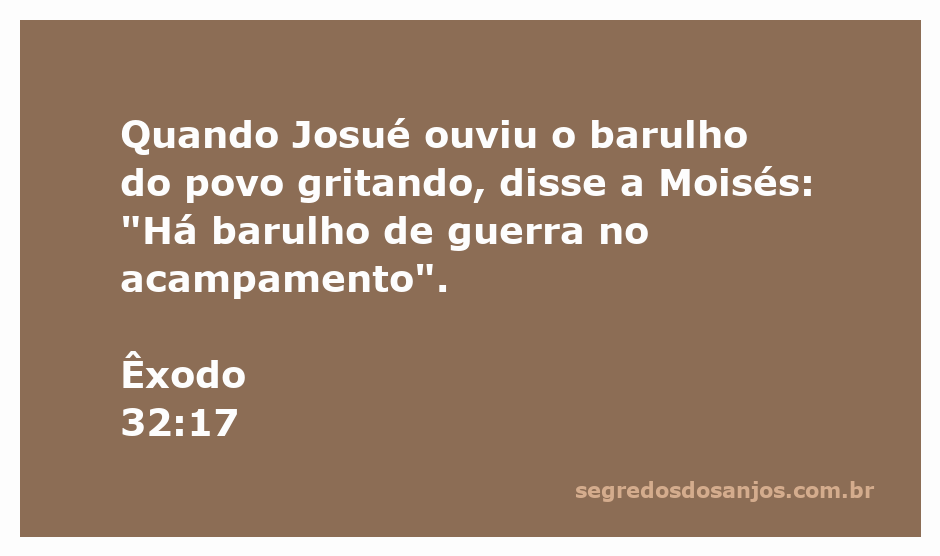 Josué comunicando a Moisés sobre o barulho do povo no acampamento, representando um momento de tensão em Êxodo 32:17.