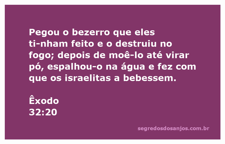 Moisés queimando o bezerro de ouro e fazendo com que os israelitas o bebessem.