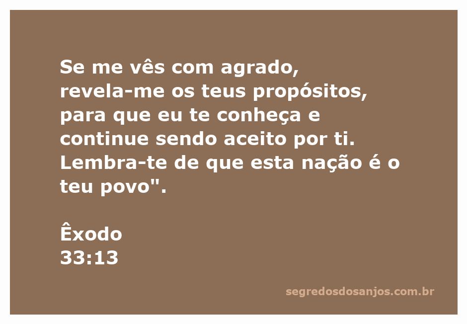 Moisés pedindo a Deus para conhecer Seus propósitos em Êxodo 33:13.