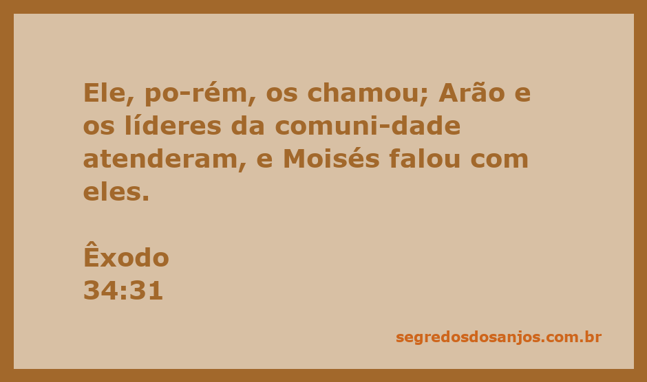 Moisés conversando com Arão e os líderes da comunidade em Êxodo 34:31.