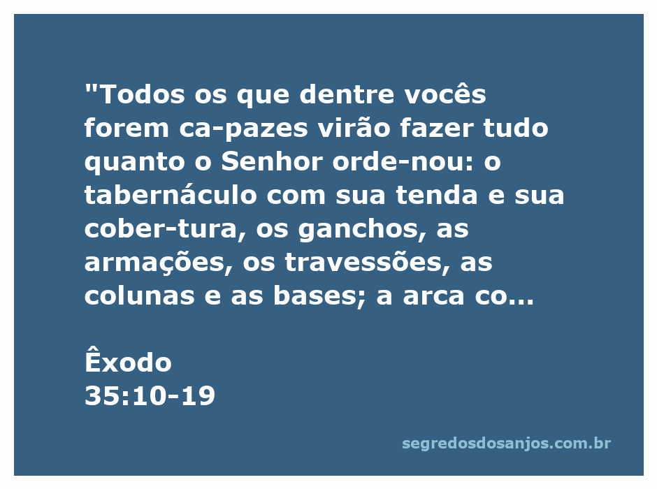 Representação do tabernáculo e seus utensílios conforme descrito em Êxodo 35:10-19.