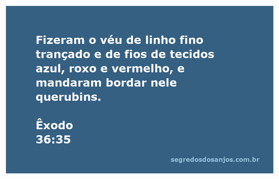 Imagem do véu do templo adornado com linho fino trançado e querubins bordados em azul, roxo e vermelho.
