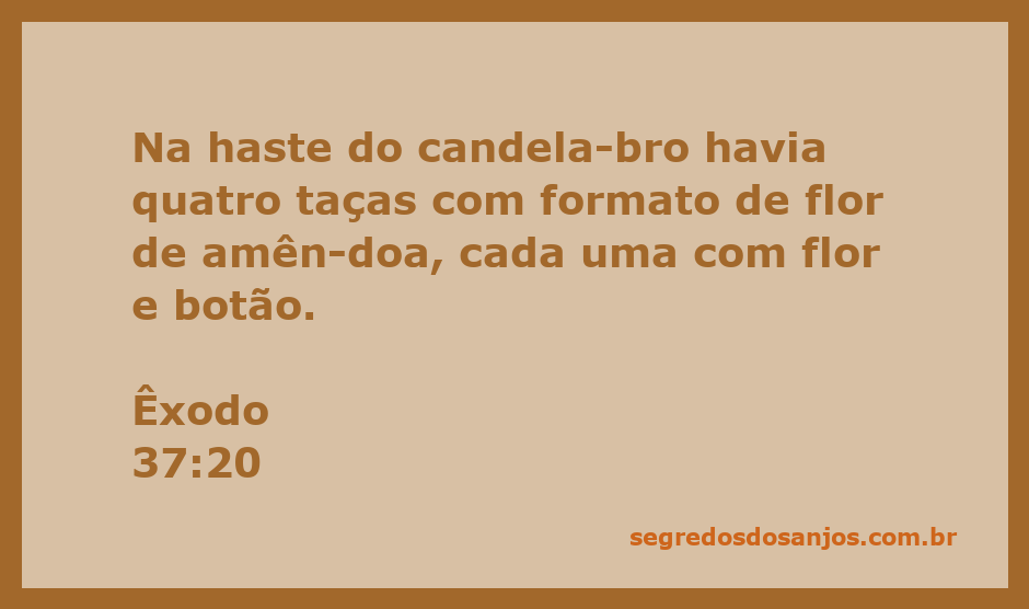 Imagem do candeeiro com quatro taças em forma de flor de amêndoa, conforme descrito em Êxodo 37:20.