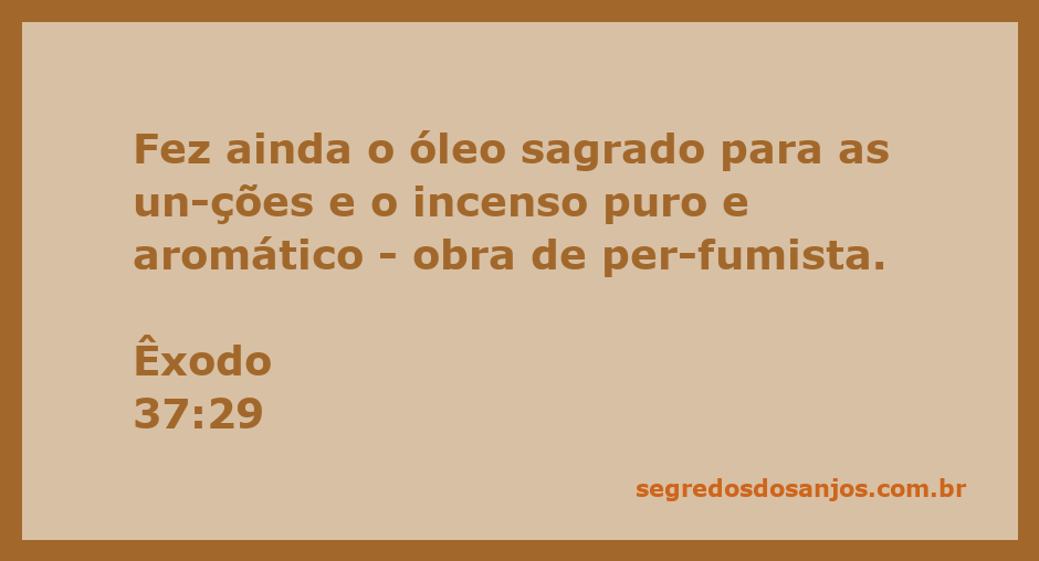 Imagem representativa do óleo sagrado e incenso puro mencionados em Êxodo 37:29.