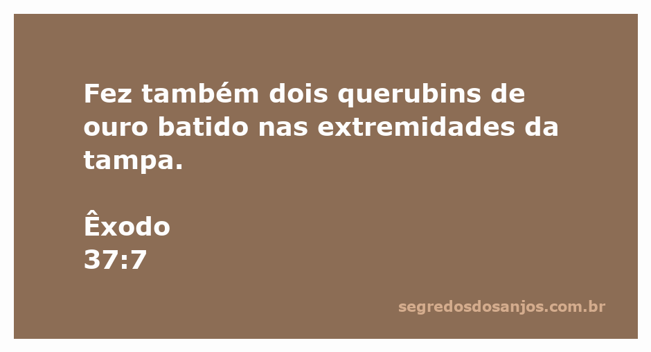 Imagem de dois querubins de ouro batido nas extremidades da tampa da Arca da Aliança, representando a presença divina.