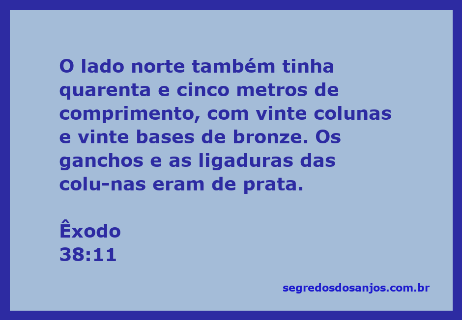 Representação do lado norte do tabernáculo, com colunas e bases de bronze.
