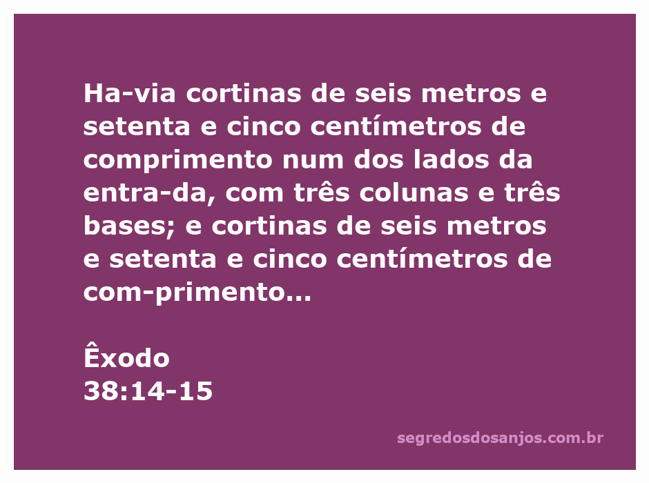 Cortinas do pátio com colunas e bases, conforme descrito em Êxodo 38:14-15