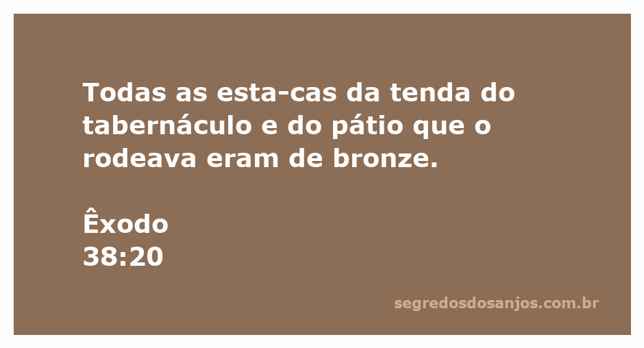 Estacas de bronze que sustentam a tenda do tabernáculo em Êxodo 38:20