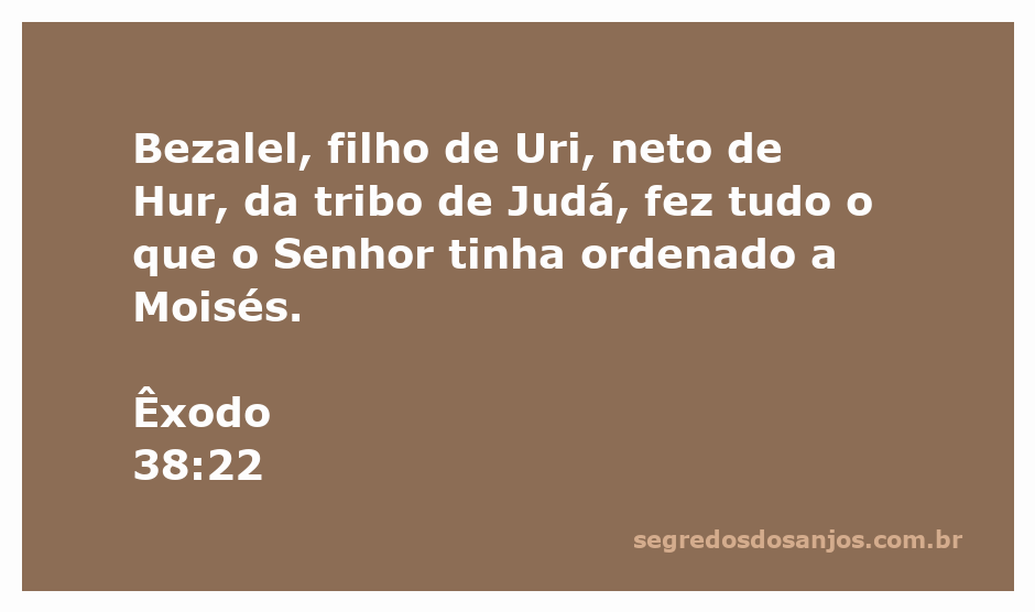Bezalel, filho de Uri, da tribo de Judá, obedecendo às ordens de Moisés na construção do tabernáculo.