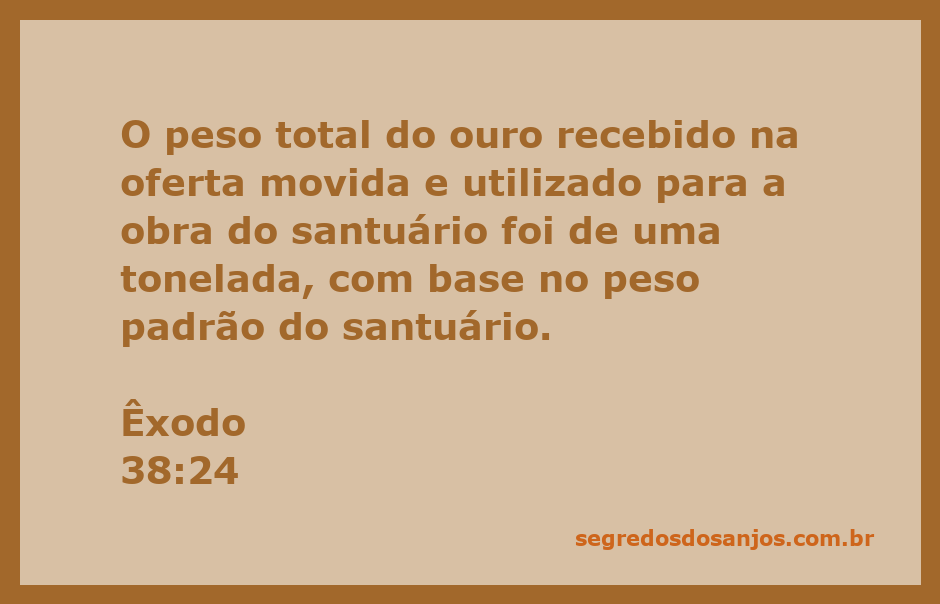 Representação da oferta de ouro para o santuário conforme Êxodo 38:24.