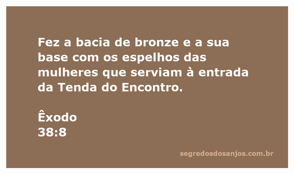 Bacia de bronze construída a partir dos espelhos das mulheres, simbolizando serviço e sacrifício na Tenda do Encontro.