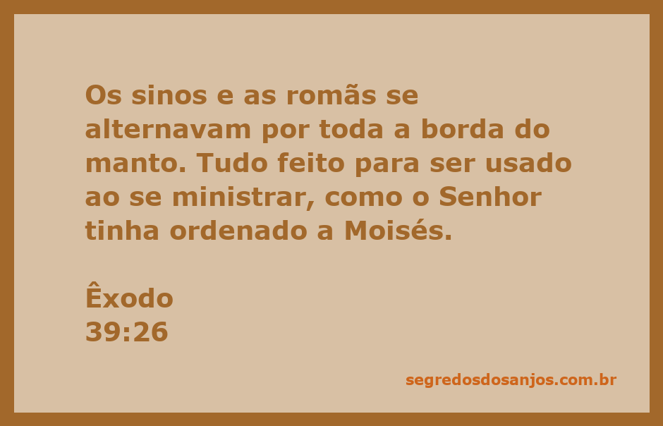 Manto sacerdotal com sinos e romãs, representando a instrução divina a Moisés.