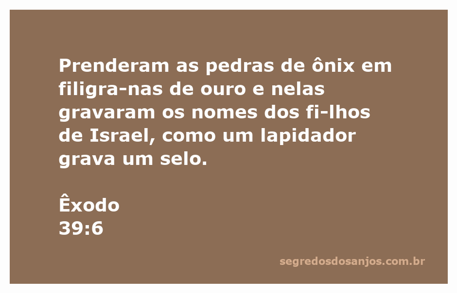Imagem das pedras de ônix presas em filigranas de ouro com os nomes dos filhos de Israel gravados.
