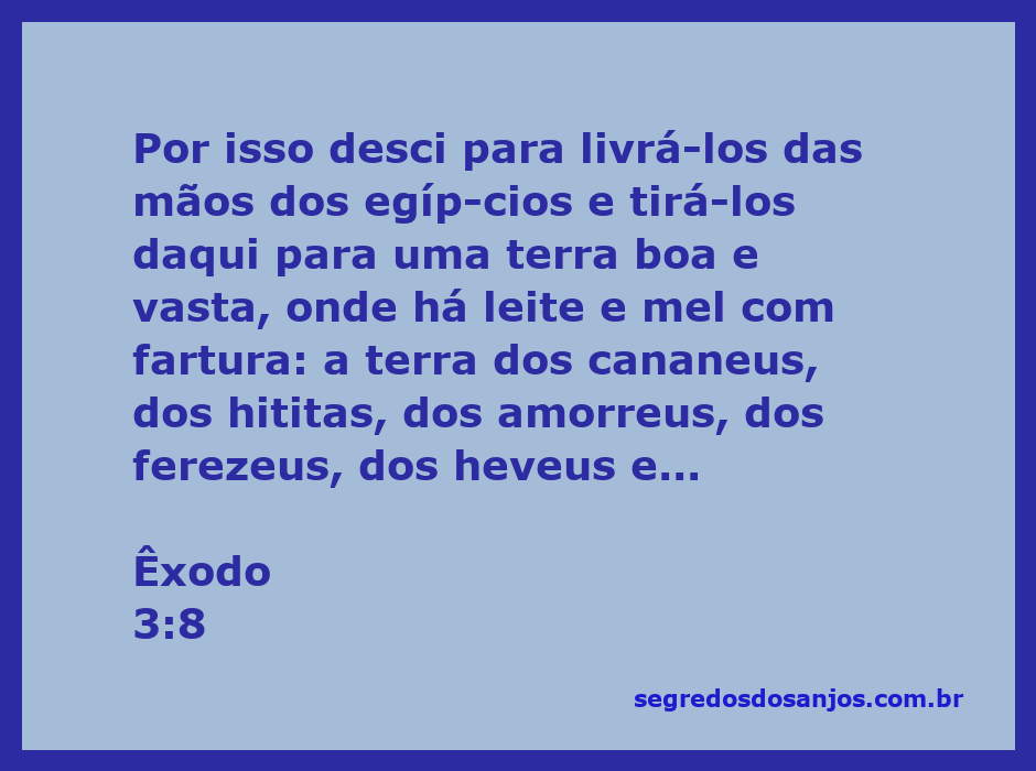 Deus falando a Moisés sobre a libertação dos israelitas da escravidão no Egito e a promessa da Terra Prometida.