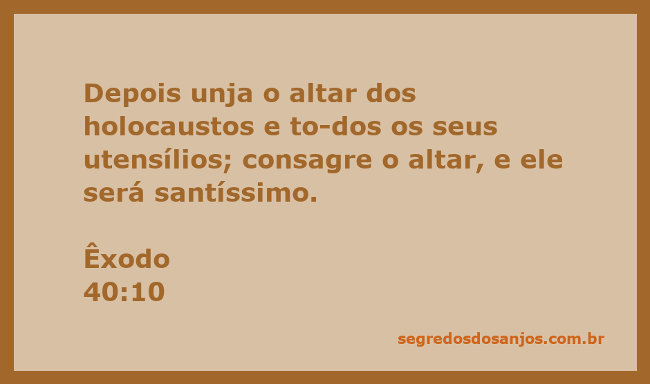Imagem que representa a consagração do altar dos holocaustos conforme Êxodo 40:10.