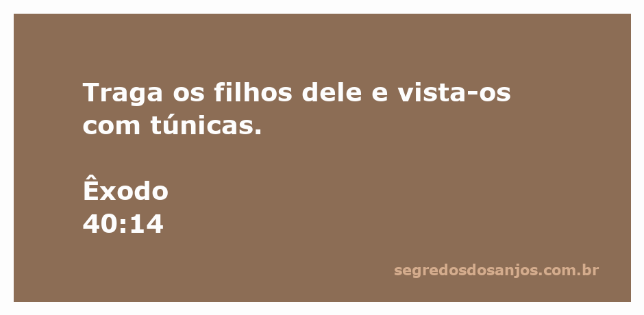 Imagem de uma cerimônia de consagração dos sacerdotes com crianças vestindo túnicas, representando Êxodo 40:14.