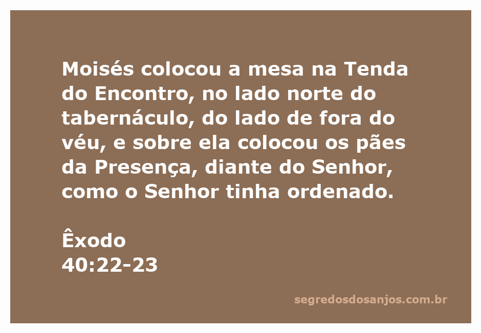 Moisés organizando a mesa na Tenda do Encontro com os pães da Presença.