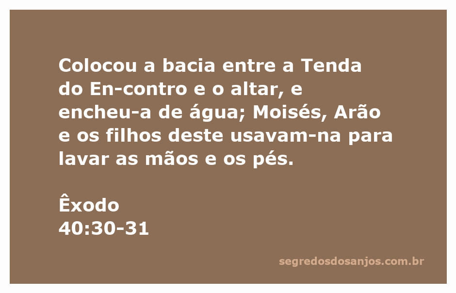 Moisés e Arão lavando as mãos na bacia entre a Tenda do Encontro e o altar.