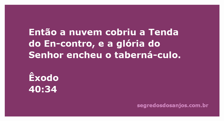 A nuvem cobrindo a Tenda do Encontro com a glória do Senhor preenchendo o tabernáculo.