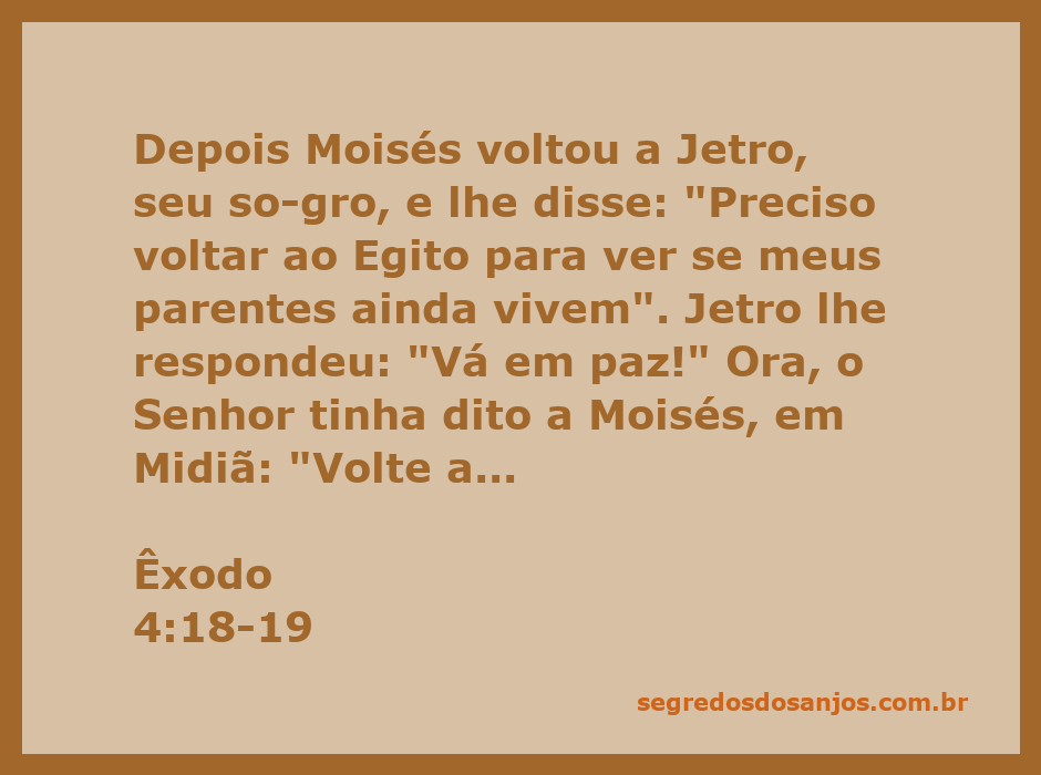 Moisés conversando com Jetro sobre sua missão no Egito.