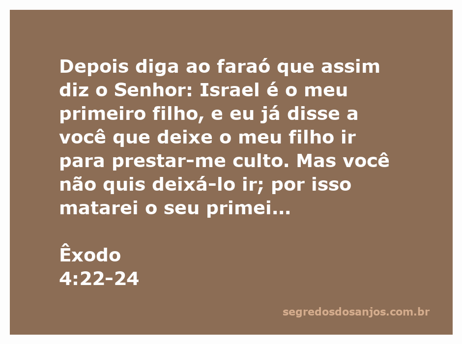 Moisés recebe a ordem de Deus sobre o destino de Israel como Seu primeiro filho.