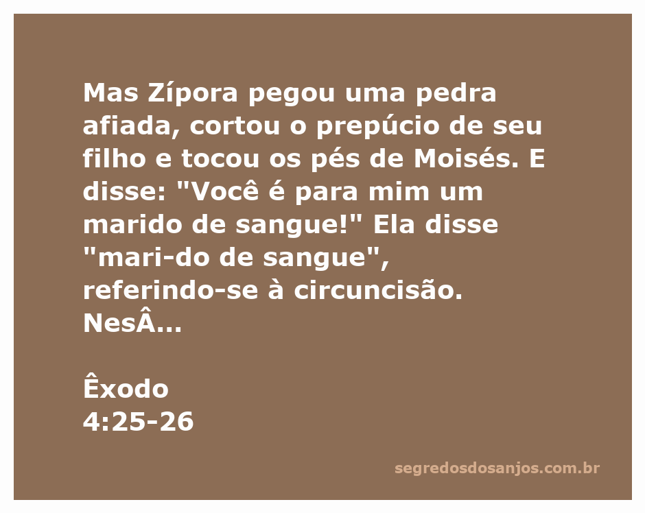 Zípora realizando a circuncisão de seu filho, simbolizando um ato de fé e obediência a Deus.