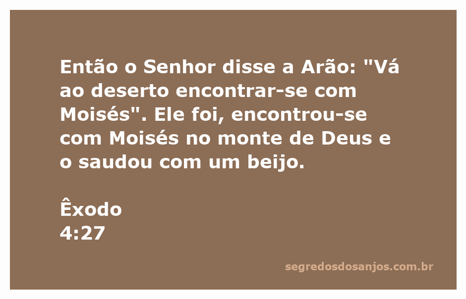 Arão e Moisés se encontram no deserto conforme orientado por Deus.