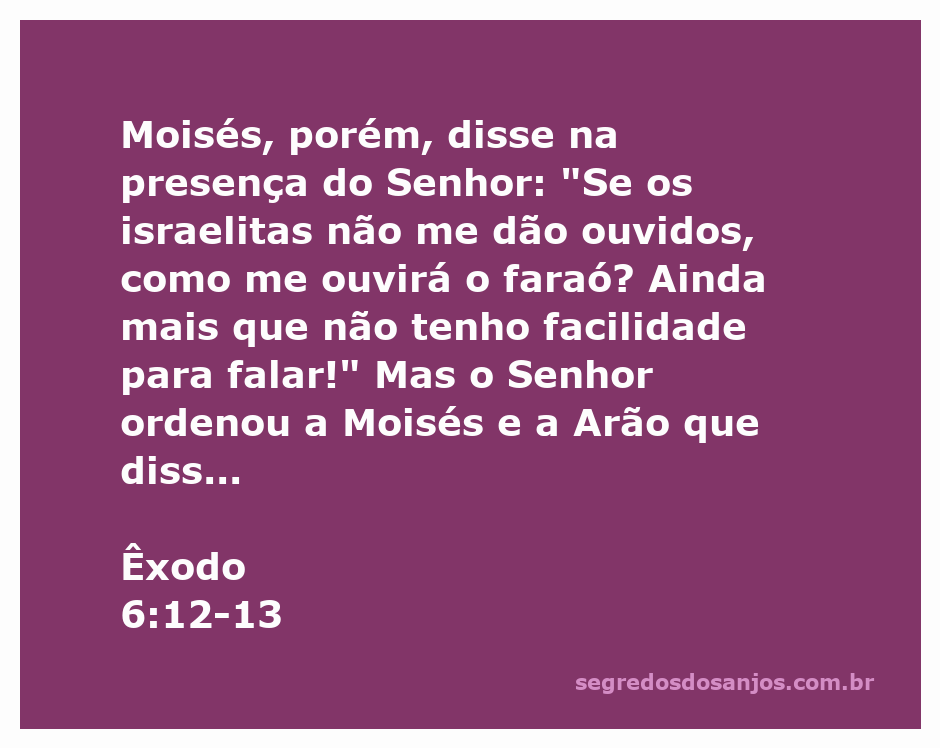 Moisés se dirigindo ao Senhor, expressando suas dúvidas sobre a sua capacidade de falar e a resistência dos israelitas e do faraó.
