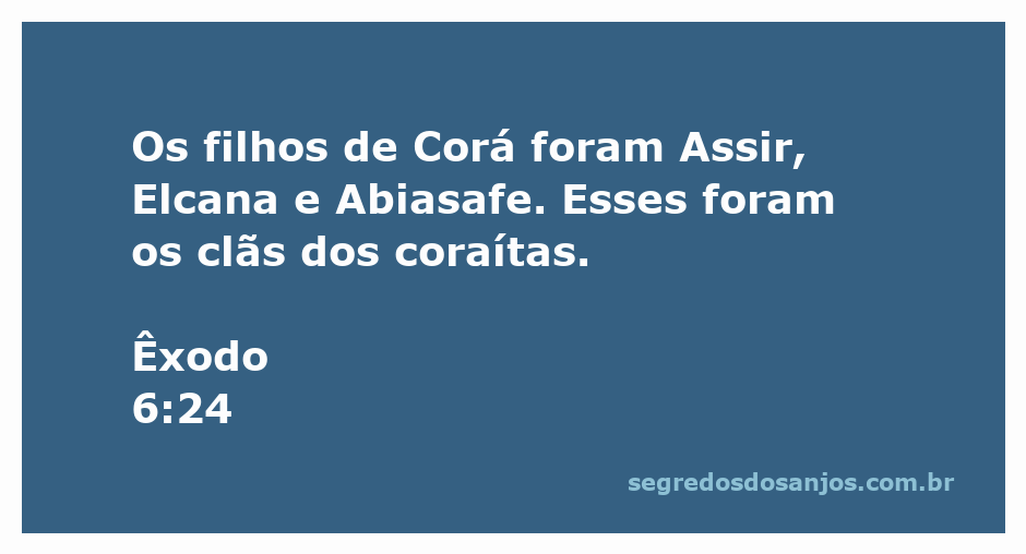 Os filhos de Corá: Assir, Elcana e Abiasafe, representando os clãs dos coraítas na Bíblia.