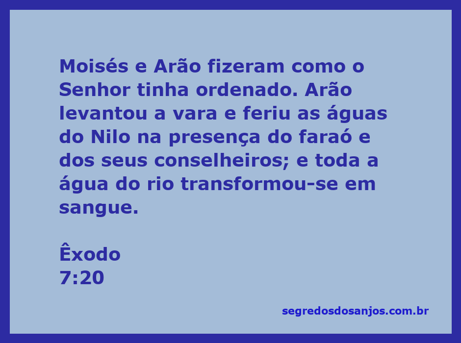 Arão levantando a vara sobre as águas do Nilo, transformando-as em sangue conforme a ordem de Deus.