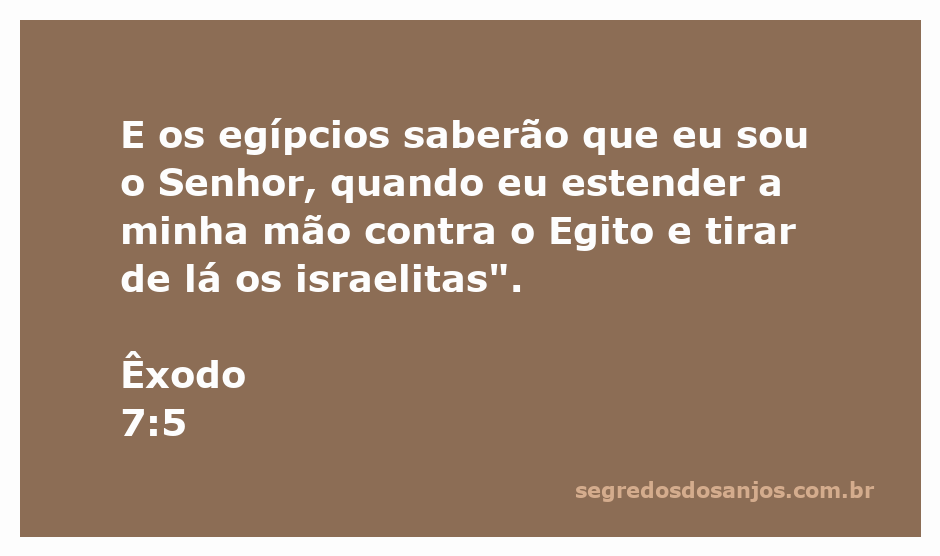 Deus estendendo a mão contra o Egito para libertar os israelitas, conforme Êxodo 7:5.