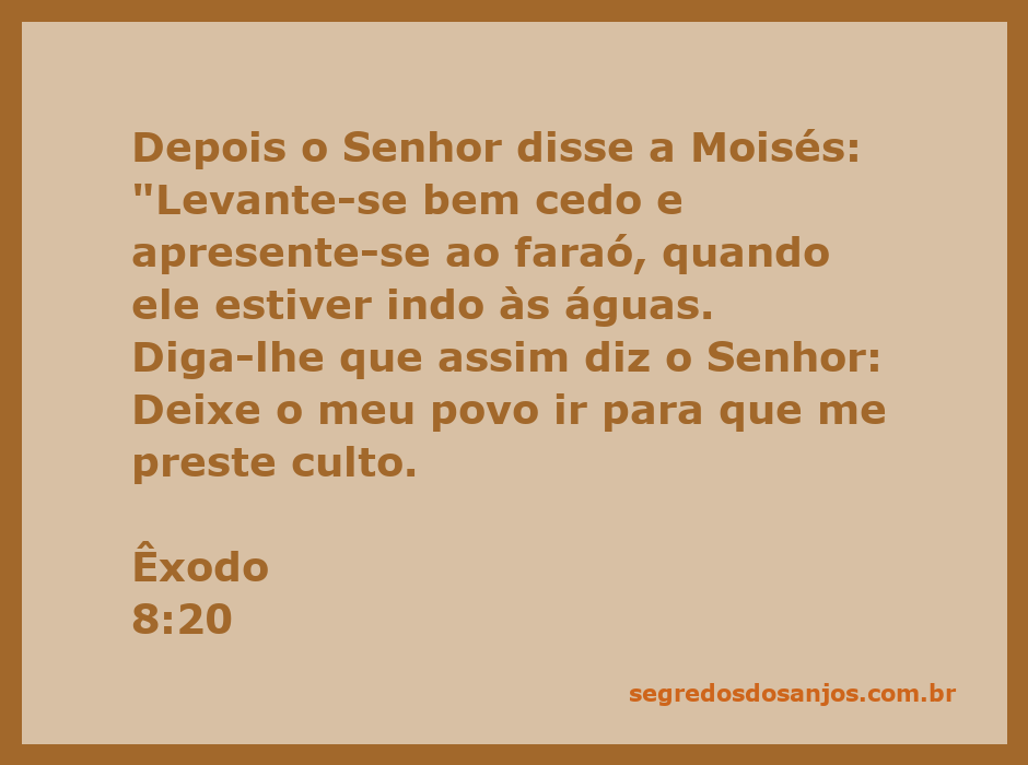 Moisés se apresentando ao faraó às margens do rio, transmitindo a mensagem de Deus sobre a libertação do povo de Israel.