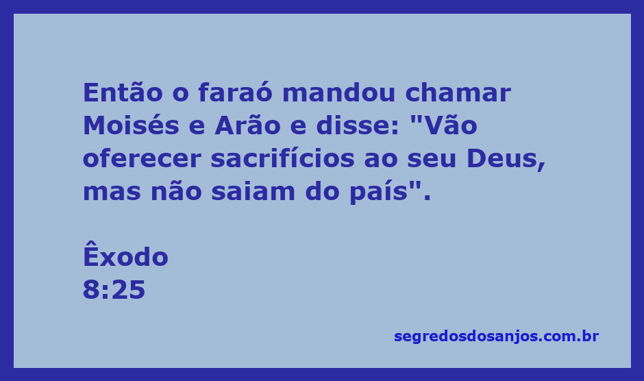 Moisés e Arão diante do faraó no Egito, discutindo sobre sacrifícios a Deus.