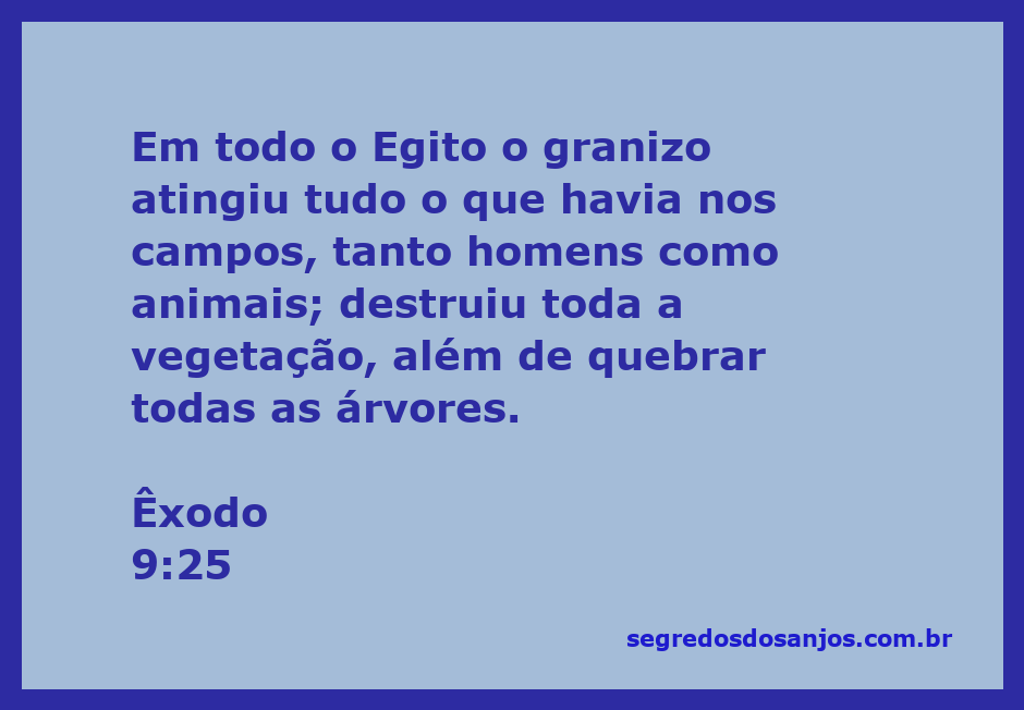 Cenas de destruição causadas pelo granizo no Egito, afetando campos, homens e animais.