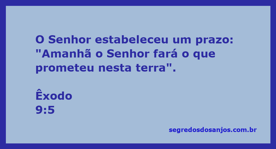 Imagem representativa da promessa de Deus em Êxodo 9:5, com destaque para a palavra 'amanhã'.