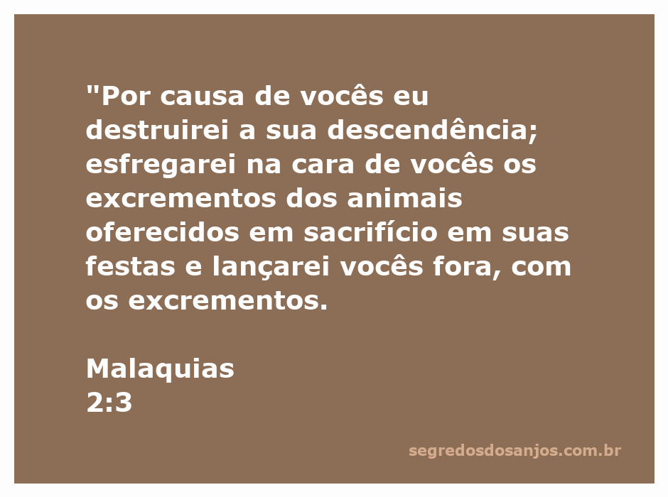 Imagem representativa da passagem bíblica Malaquias 2:3, destacando a severidade da mensagem sobre a desobediência.