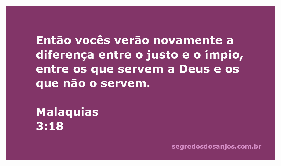 Ilustração da passagem de Malaquias 3:18 destacando a diferença entre justos e ímpios.