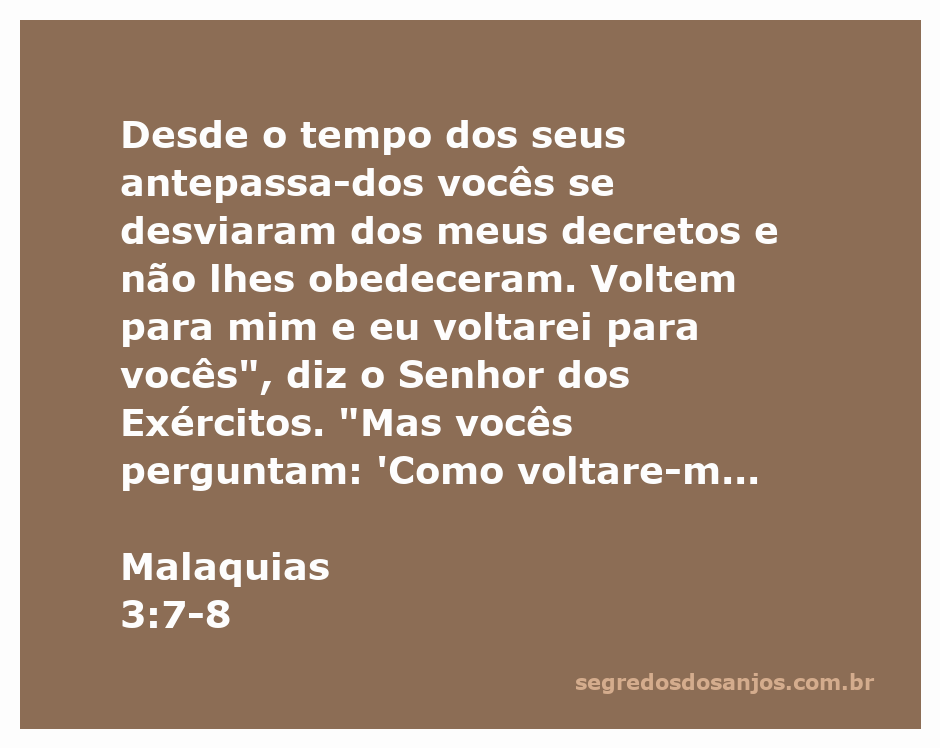 Ilustração da passagem de Malaquias 3:7-8, destacando a mensagem sobre a obediência a Deus e a importância dos dízimos e ofertas.