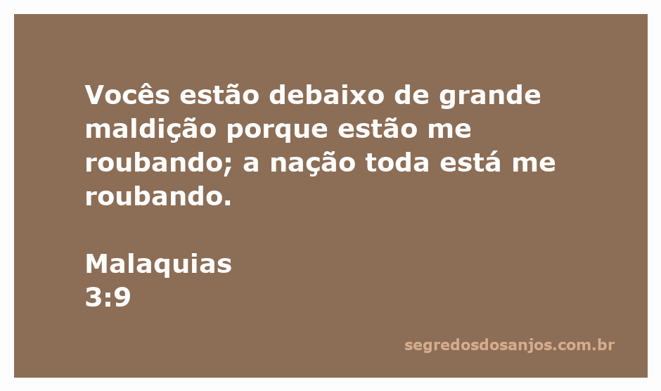 Ilustração de Malaquias 3:9, destacando a mensagem sobre a maldição por roubar a Deus.