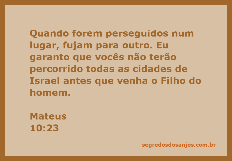 Ilustração de Mateus 10:23, mostrando um grupo de pessoas fugindo de uma cidade em busca de segurança.